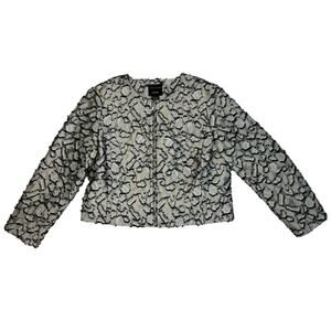 Doncaster Collection Woman's Gray / Silver Feathery Blazer Jacket Size 12